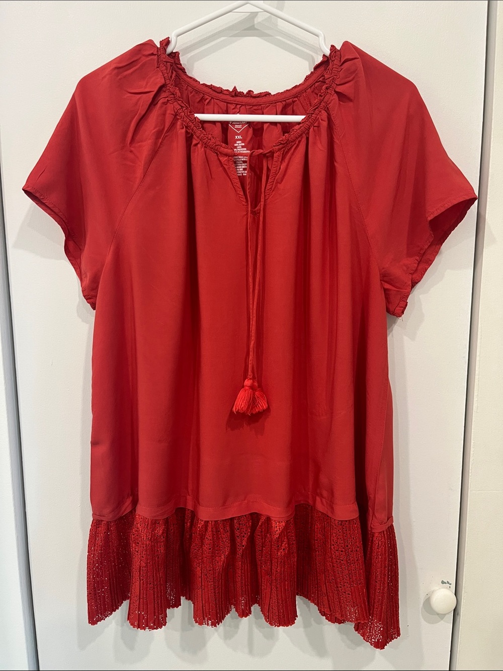 St. John’s Bay Red Peasant Blouse – Size XXL